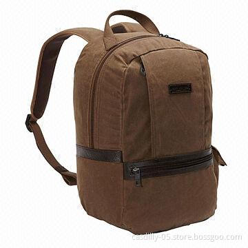 Backpack, made of 100% cotton with full-grain leather trim